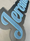 Double layered name sign with acrylic base