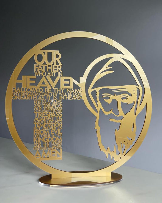 St Charbel and Lords Prayer on a stand
