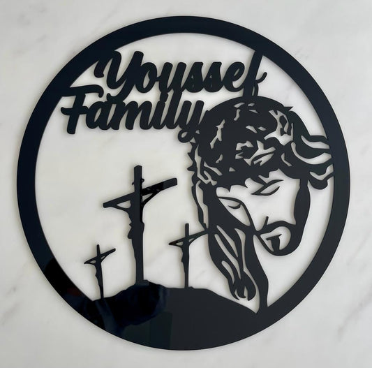 Jesus Face and Crucifix Wall Plaque