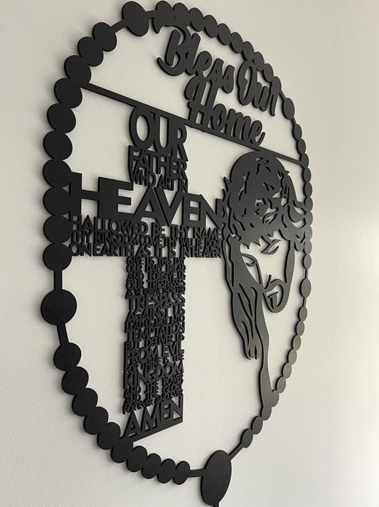 Rosary Wall Plaque - God Bless Our Home