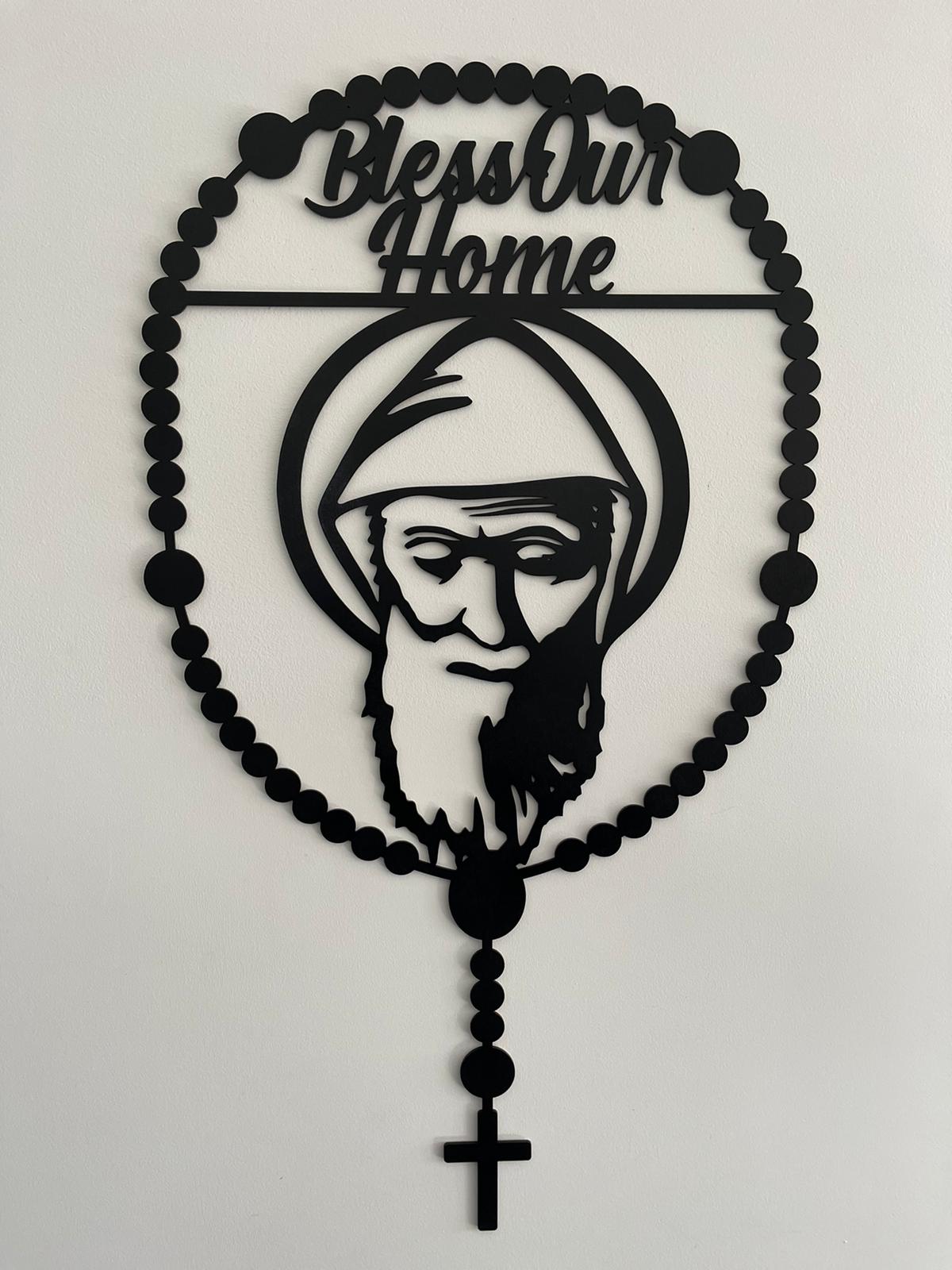 Rosary Wall Plaque - St Charbel -  Bless Our Home