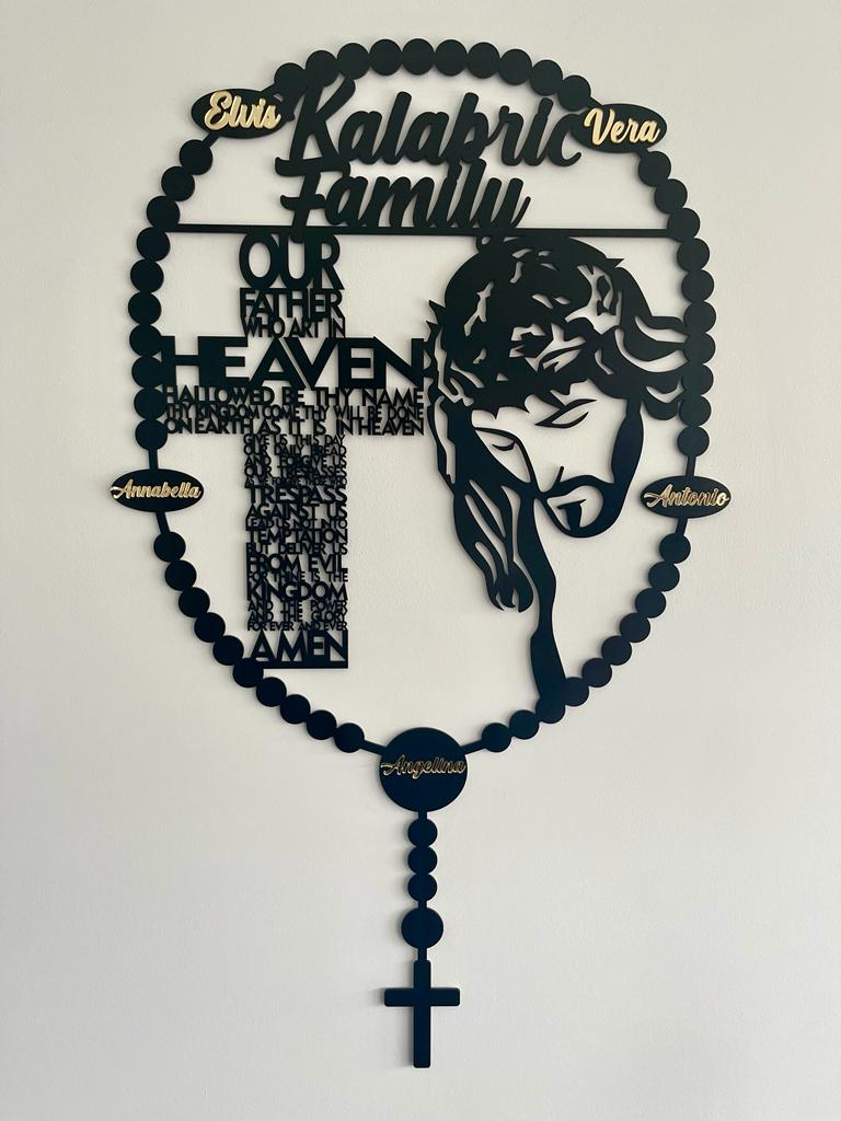 Rosary Wall Plaque  - Jesus and Lords Prayer Cross
