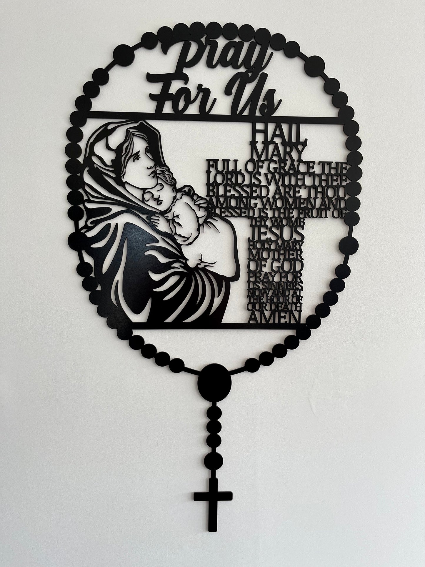 Rosary Wall Plaque (No Names) - Mother Mary and Hail Mary