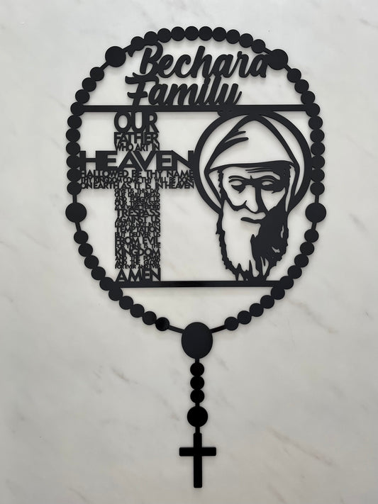 Rosary Wall Plaque (No Names) - St Charbel and Lords Prayer