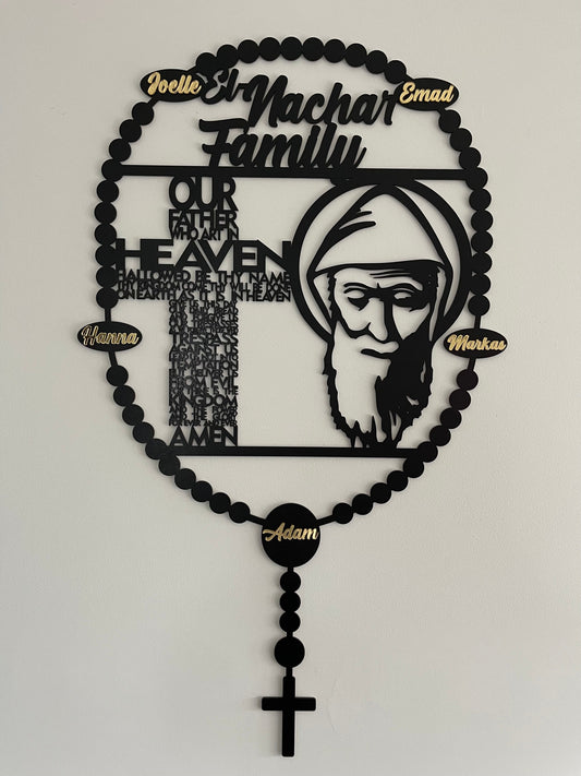 Rosary Wall Plaque  - Jesus and St Charbel