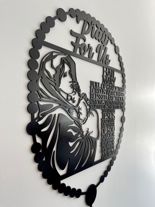 Rosary Wall Plaque  - Mother Mary and Hail Mary