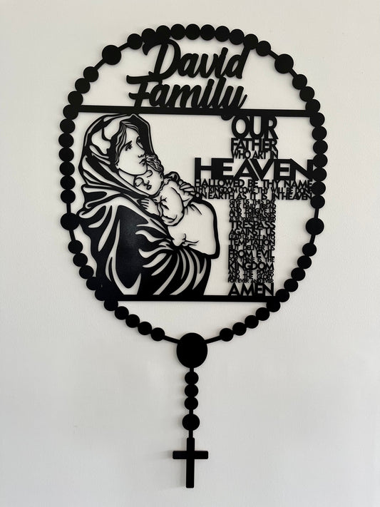 Rosary Wall Plaque (No Names) - Mother Mary and Lords Prayer